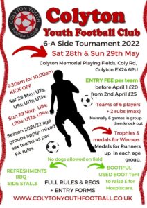 Colyton Youth Football Club 6-A Side Tournament Flyer